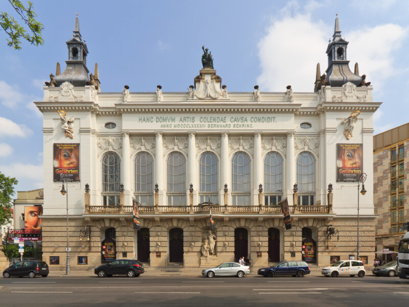 Theater des Westens in Berlin-Charlottenburg, featuring ornate architecture and promotional posters, captured in May 2014.